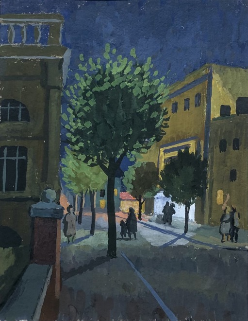 Ruth Burden, Street Scene at Night, c. 1950