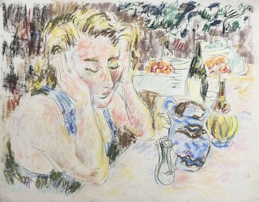 Glyn Morgan, Figure at a Table, c. 1948