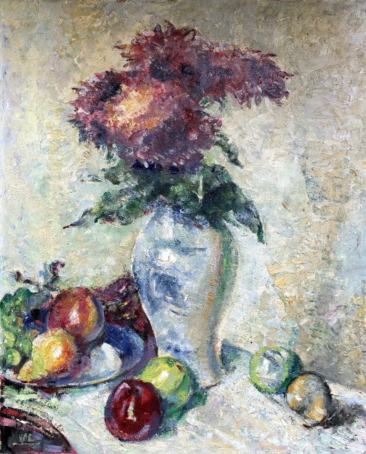 Alfred Wolmark, Still Life with Flowers and Apples, c. 1920