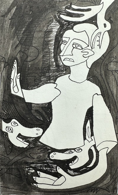 René Audebès, Figure with Crodiles, c. 1950