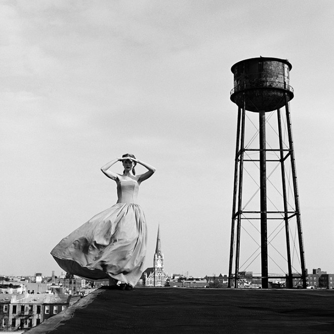 Victoria Standing on Roof near Water Tower, Brooklyn, New York