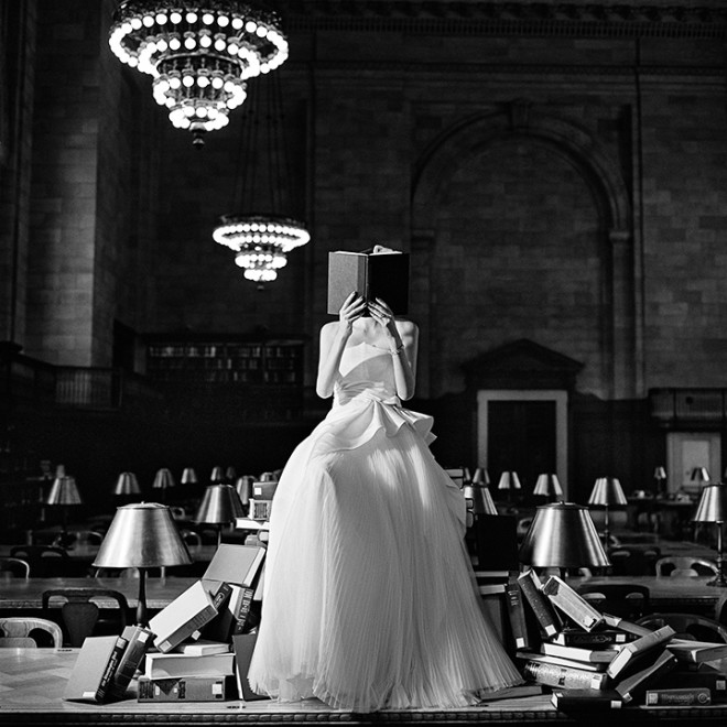 Flynn Reading on a Pile of Books, New York, New York