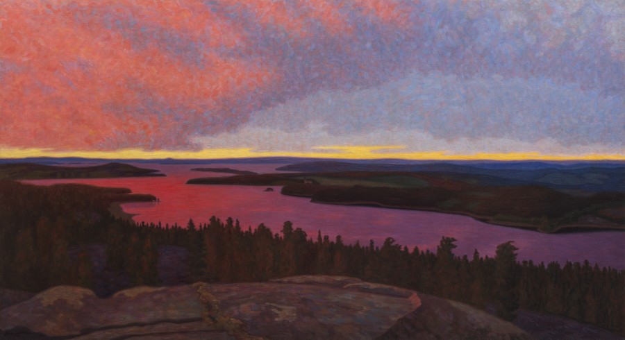 Hilding Werner  Landscape at twilight near Glafsfjorden - Värmland