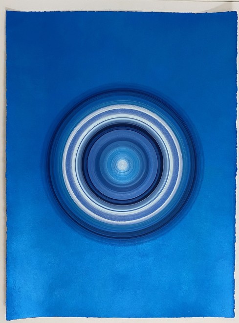 Lisa Sharpe Paintings, Blue on Blue, White Silver Portal (unframed)