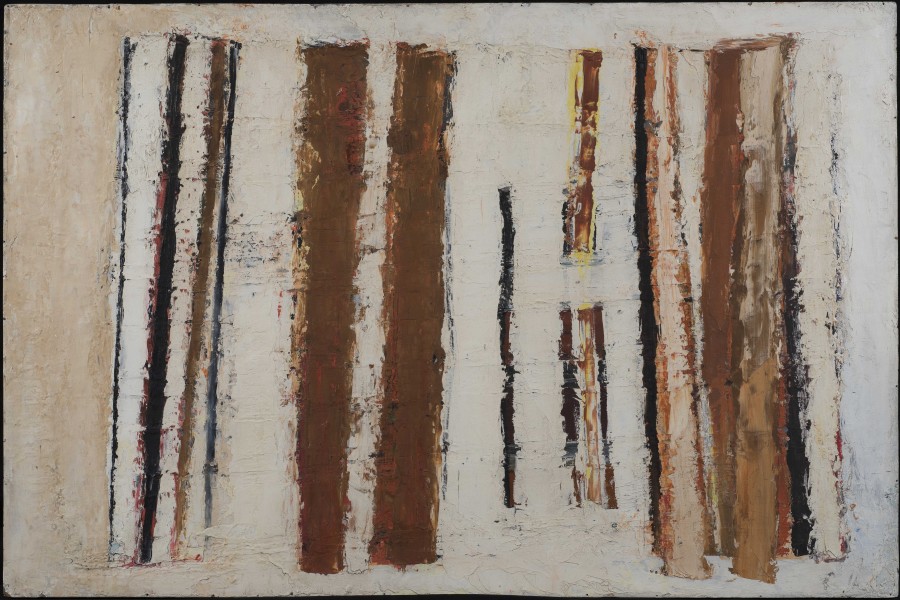 <p>White, Sienna & Black</p><p>1956</p><p>Oil on board </p><p>71 x 105 cm</p><p>Exhibited: <em>Paul Feiler: One Hundred Years</em>, Jerwood Gallery, Hastings, 2018</p>