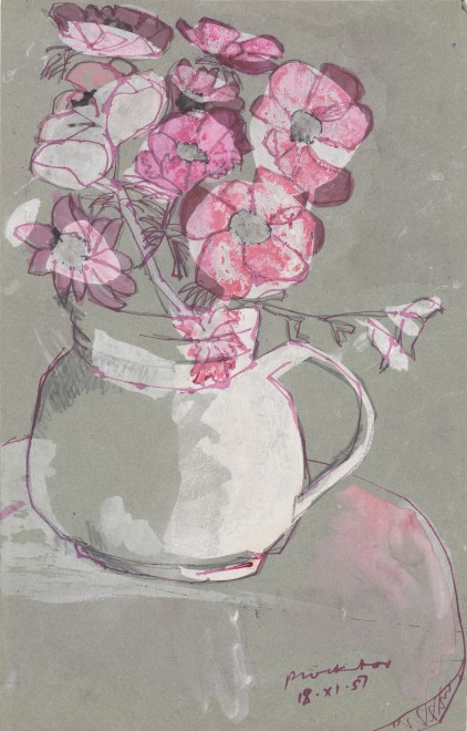 <span class="artist"><strong>Patrick Procktor RA</strong></span>, <span class="title"><em>Untitled (Flowers in a Jug)</em>, 1957</span>