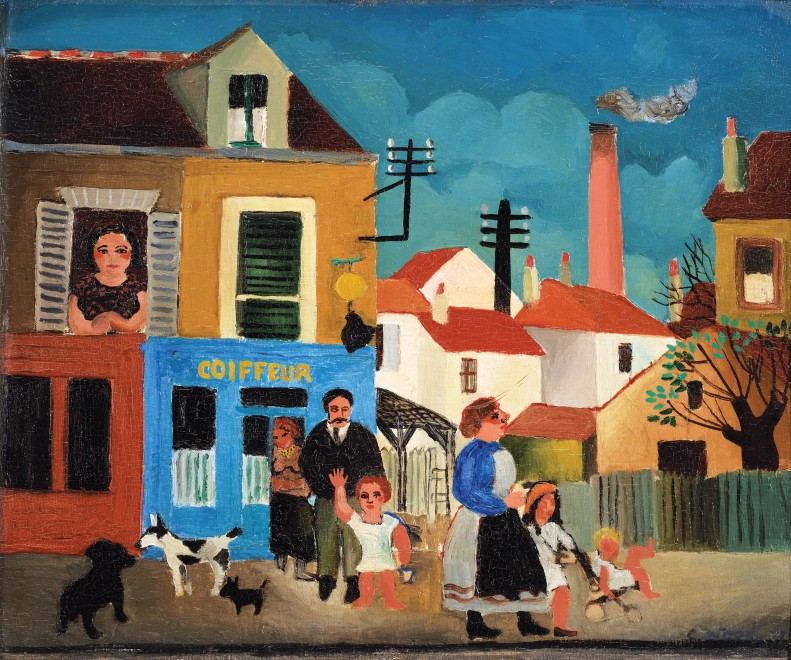 <span class="artist"><strong>Christopher Wood</strong></span>, <span class="title"><em>The Barber's Family</em>, 1927</span>