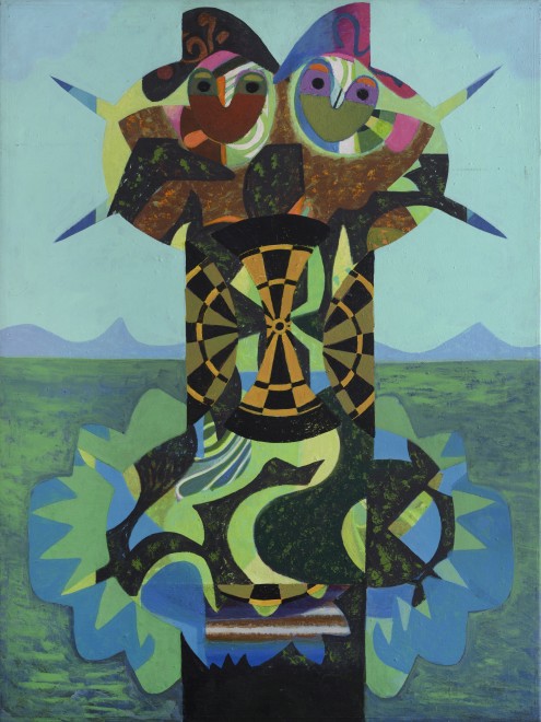 <span class="artist"><strong>Eileen Agar RA</strong></span>, <span class="title"><em>Couple in a Landscape</em>, 1981</span>