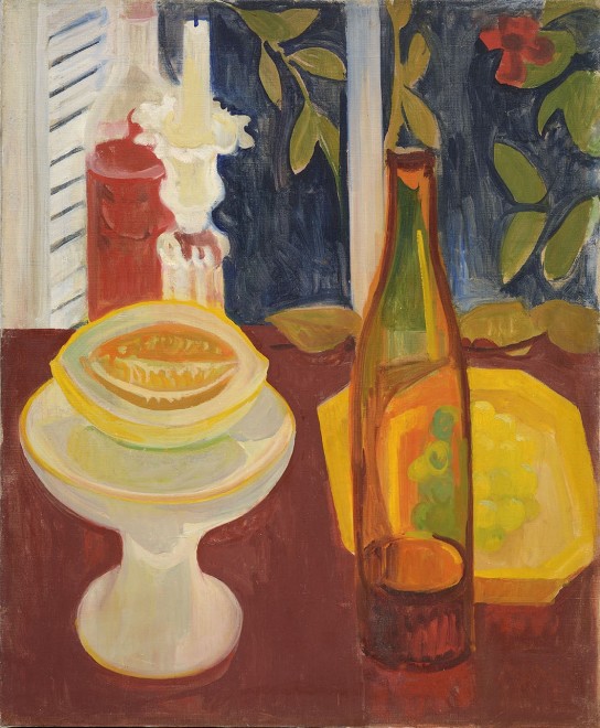 <span class="artist"><strong>Margaret Mellis</strong></span>, <span class="title"><em>Still Life with Melon</em>, c. 1947</span>