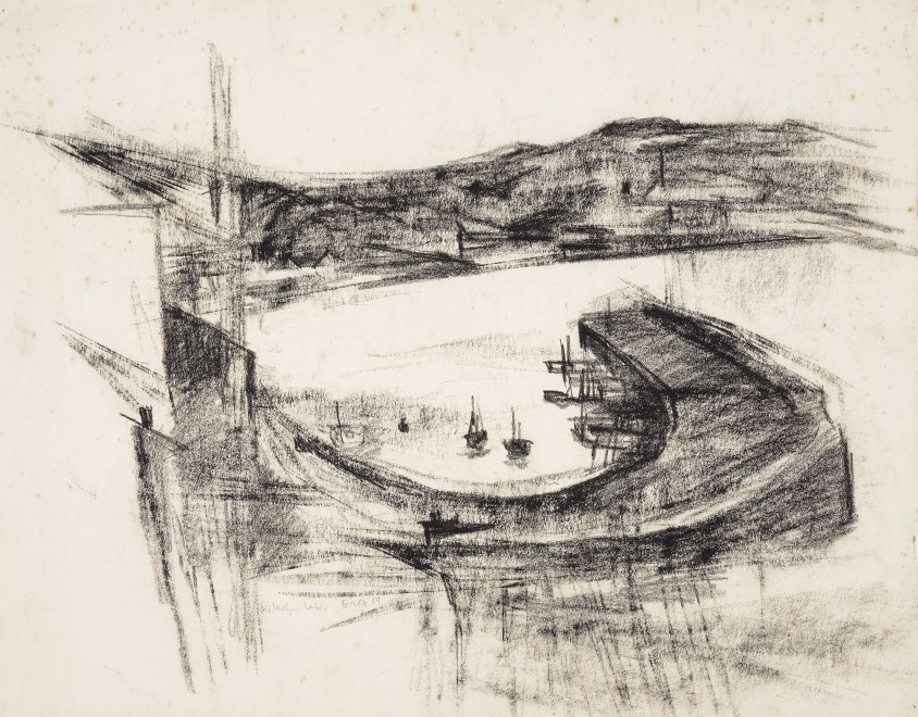 <span class="artist"><strong>Paul Feiler</strong></span>, <span class="title"><em>Newlyn Harbour </em>, 1959</span>