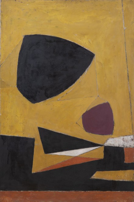 <span class="artist"><strong>Adrian Heath</strong></span>, <span class="title"><em>Curved Forms (Yellow and Black)</em>, 1954</span>