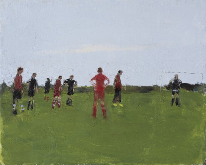 <span class="artist"><strong>Danny Markey</strong></span>, <span class="title"><em>Red and Black Footballers </em>, 2019</span>