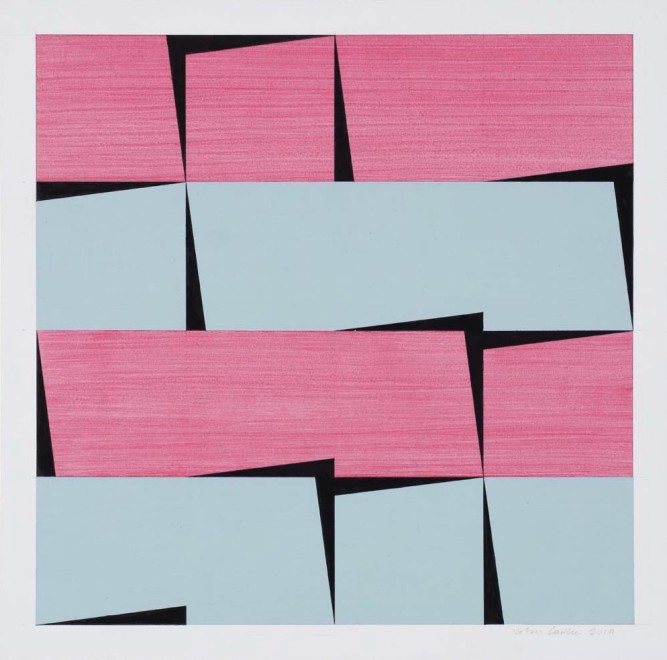 <span class="artist"><strong>John Carter RA</strong></span>, <span class="title"><em>Conjoined Identical Shapes, Magenta and Blue</em>, 2019</span>
