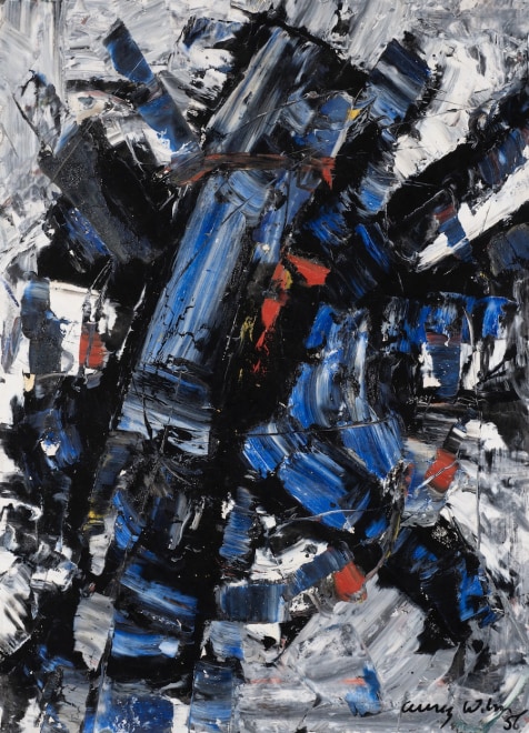 <span class="artist"><strong>Frank Avray Wilson</strong></span>, <span class="title"><em>Untitled (Blue, Black, Red)</em>, 1956</span>