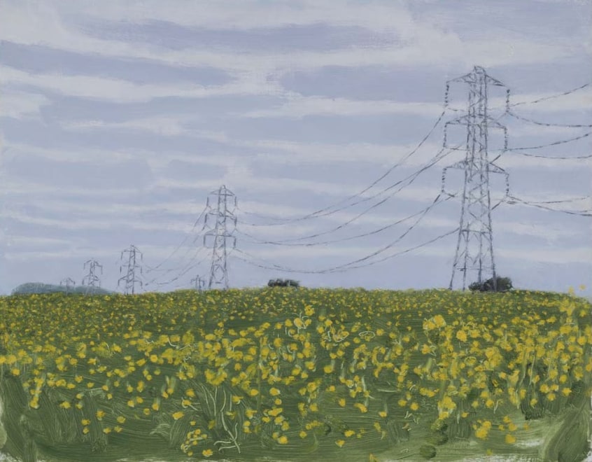 Pylons, Clouds and Yellow Fields