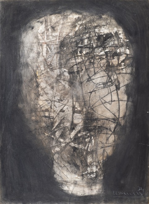 <span class="artist"><strong>Roy Turner Durrant</strong></span>, <span class="title"><em>Large Head (Brown Background)</em>, 1974</span>