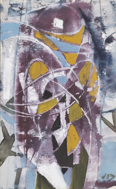 <span class="artist"><strong>Roy Turner Durrant</strong></span>, <span class="title"><em>Composition with Yellow</em>, 1957</span>