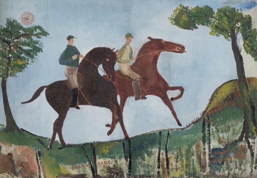 <span class="artist"><strong>Henry Stockley</strong></span>, <span class="title"><em>Breaking Horses</em>, c. 1940</span>