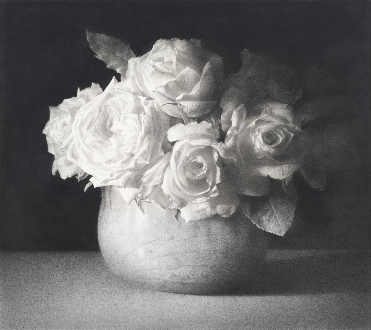 White Roses in a Bowl