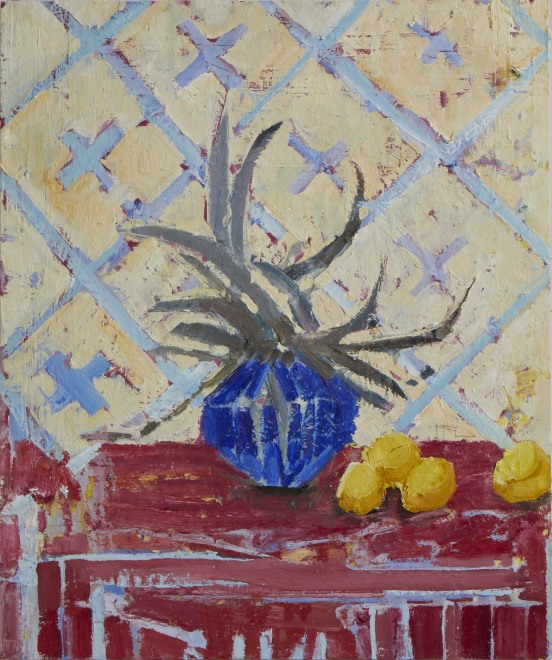 Blue Planting on Crimson