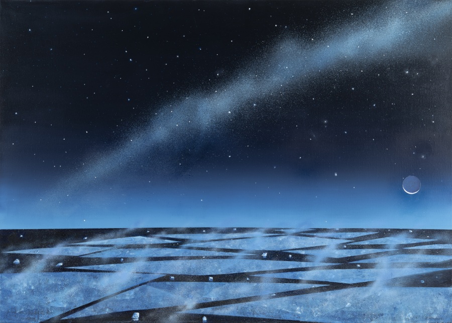 <span class="artist"><strong>Keith Grant</strong></span>, <span class="title"><em>Last Ice, the Moon, the Milky Way and Stars</em>, 2024</span>