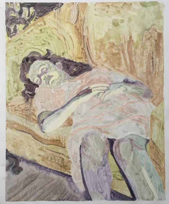 Katherine Allen  Untitled (orange green sofa)