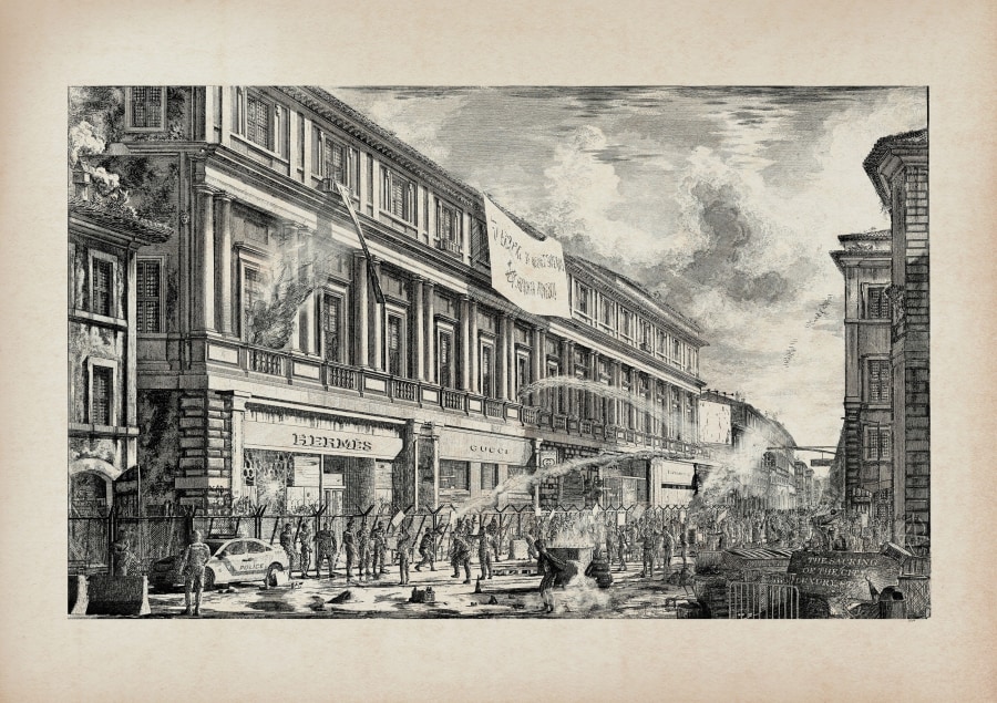 J. G. Fox  The Sacking of the City's Luxury Stores (after Piranesi)