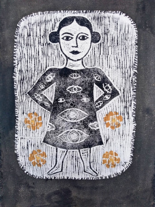 Barbara Ash  Girl With Eye Dress (textile)