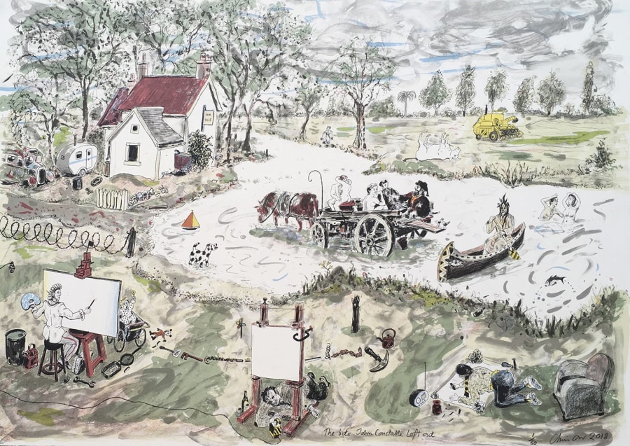 Chris Orr RA Hon RE, The Bits John Constable Left Out, from The Miserable Lives of Fabulous Artists, lithograph