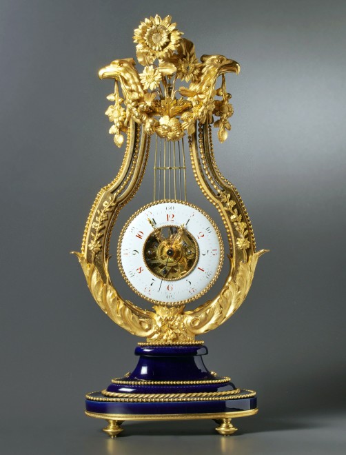 A Louis XVI skeletonised lyre clock by Gavelle Le Jeune
