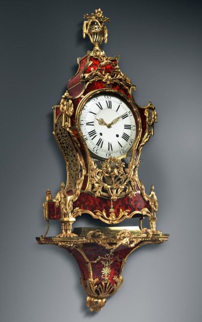 A Louis XV musical grand cartel clock with bracket by Denis-Fréderic Dubois