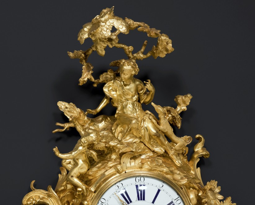 A large Louis XV figural cartel clock by Louis Jouard, case by Jean-Joseph de Saint-Germain