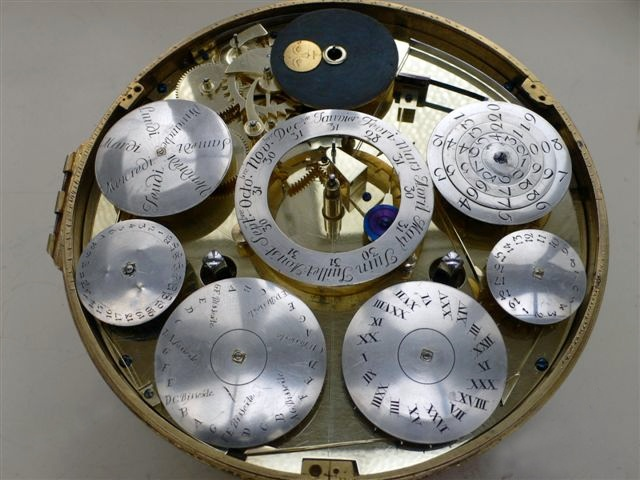 A Louis XV astronomical calendar mantel clock by Pierre Millot