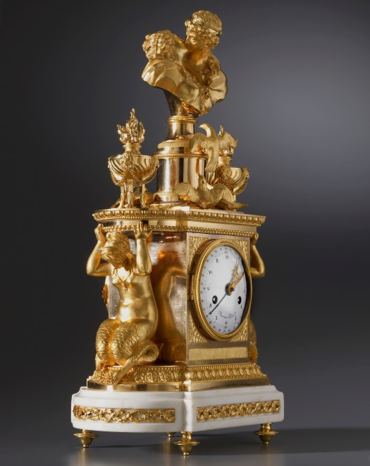 A late eighteenth century figural mantel clock of eight day duration by Noël Bourret