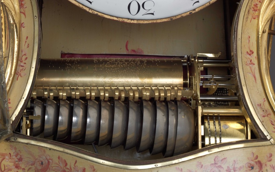 A Louis XVI cartel clock with musical movement and bracket by Michel à Bourbonne 