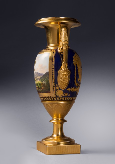 A pair of Restauration two-handled vases probably by Nast Frères Manufactory