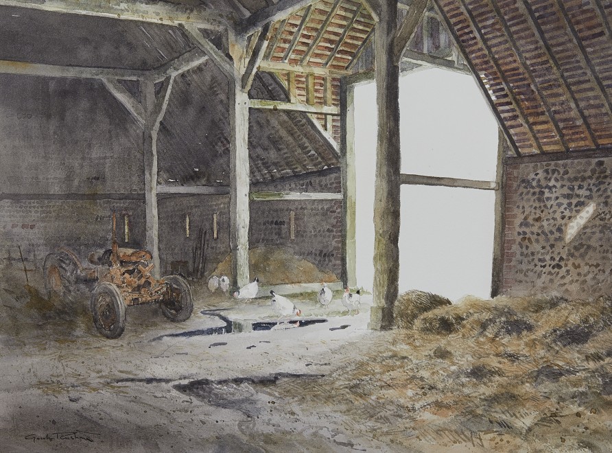 Gordon Rushmer, Sussex Hens in a Sussex Barn, East Dean