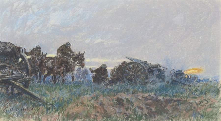 Gilbert Joseph Holiday, Firing the field guns on the Western Front