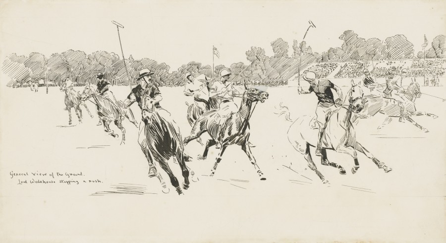 Lionel Dalhousie Robertson Edwards, RI, Lord Wodehouse stopping a rush: The 1921 Westchester Cup between USA and England at the Hurlingham Club, London., 1921