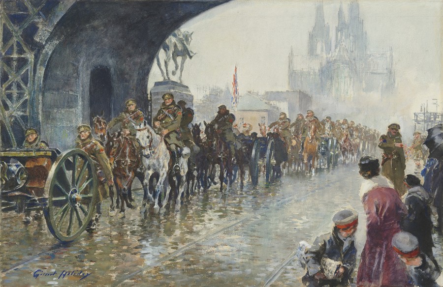 Gilbert Joseph Holiday, 29th Division crossing the Hohenzollern Bridge into Cologne, 1918