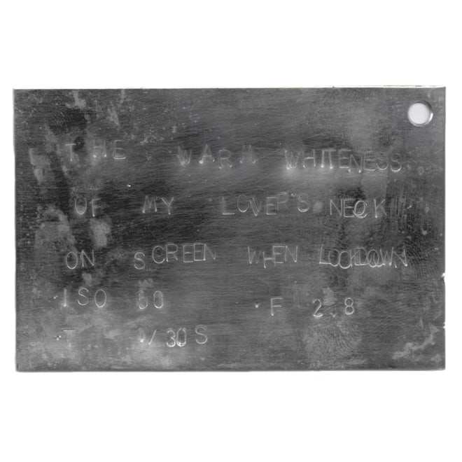 苏仲尧，《测光表之诗》，2020-2022，铝板压印  Su Zhongyao,The Poetry of the Light Meter, 2020-2022, Stempel plat alumunium