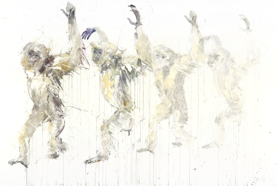 'Gibbon Movement' Watercolour on Arches Aquarelle, 61" x 41" , 155cm x 102cm by Dave White 2015