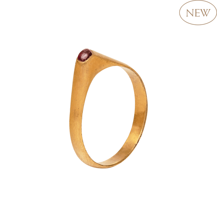 Stirrup Ring with Garnet