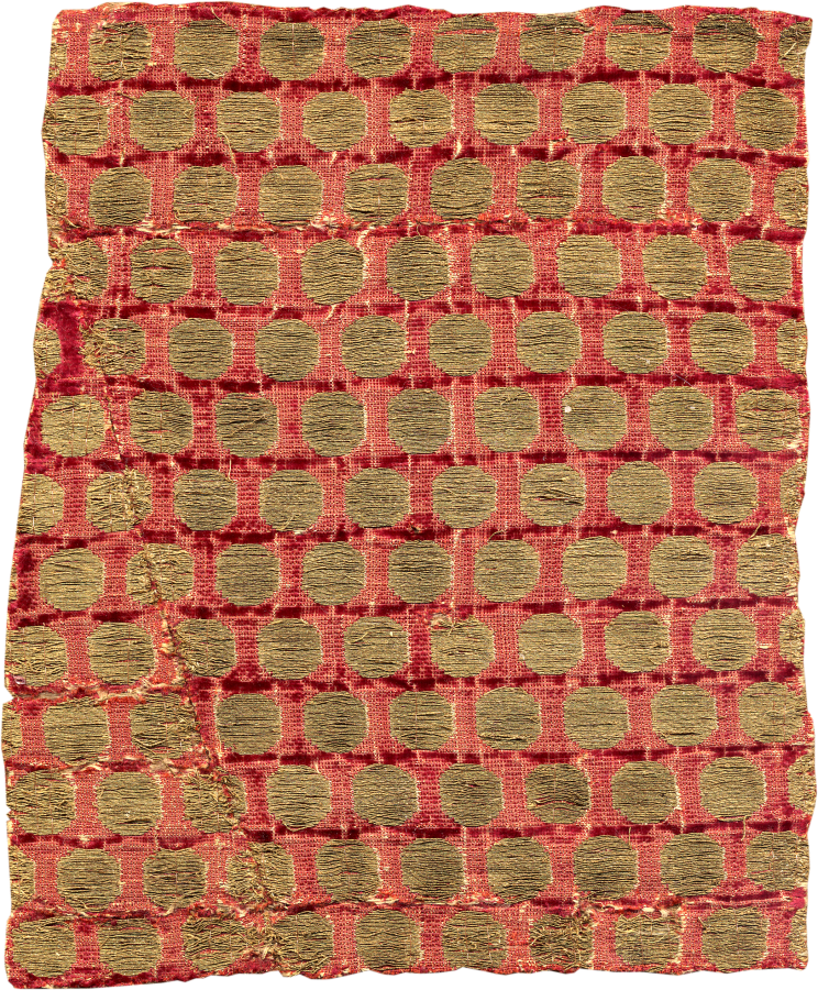 Textile Velvet with Gold Disks in offset rows