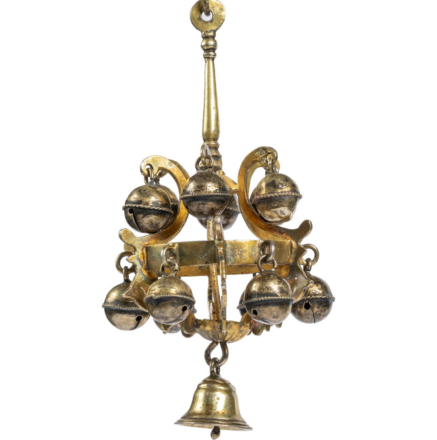 Rattles with bells such as this were worn by children in Spain, hung from the belt as depicted in portraits from the sixteenth and seventeenth century