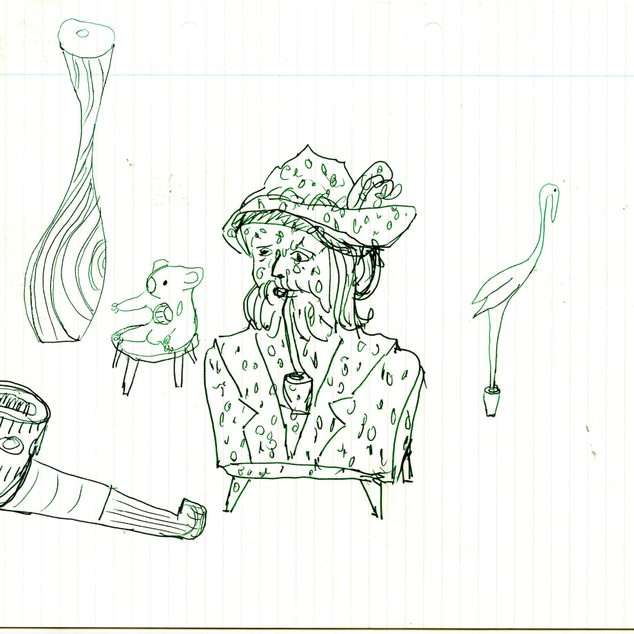 Untitled, 1988  Green pen on lined paper  21 x 29.7 cm  8 1/4 x 11 3/4 in