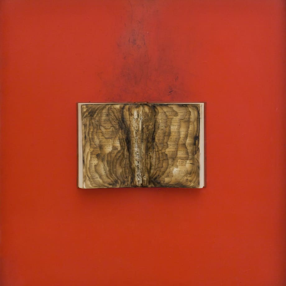 Bernard Aubertin, 1974, Livre brulé, 73x80cm, burnt book