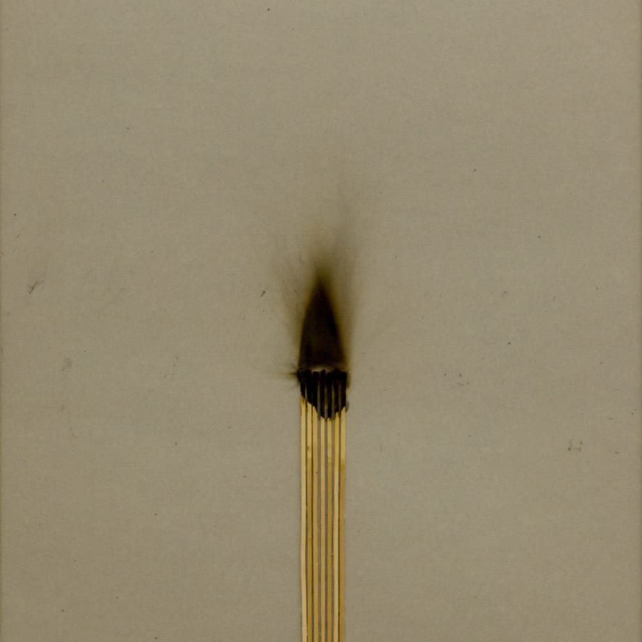 Bernard Aubertin, 1974, Dessin de Feu, 65x50cm, burnt matches on cardboard