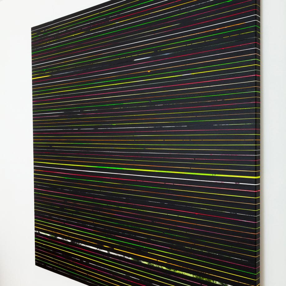 Visione Laterale_Black Monochrome 2016, 200 x 190cm, acrylic on paper tape on canvas