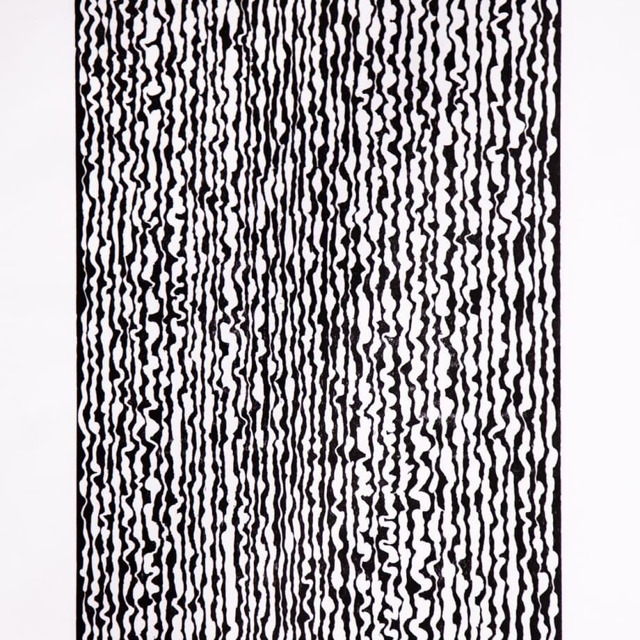 Hudson Currents 2, woodcut, 42 x 24 in, 2019